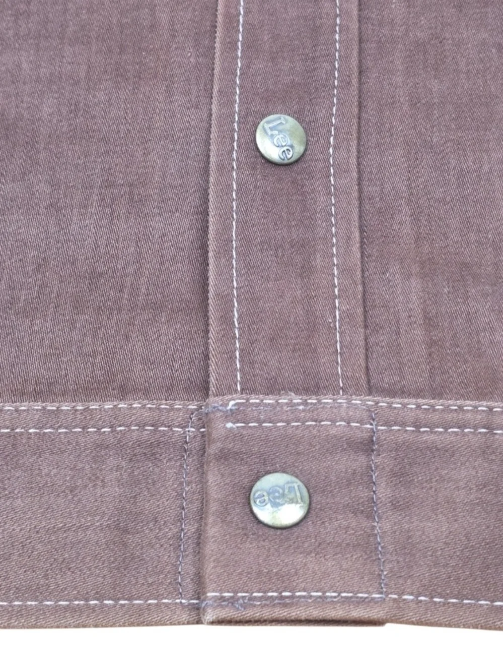 Vintage 70s Lee Moleskin Jacket Brown Made USA Trucker Western Metal Snap Large